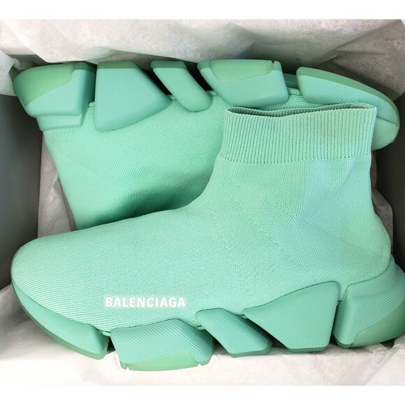 Balenciaga Womens Speed 2.0 Knit Sock Sneakers Shoes Mint Size 41, US 11 - Italy - Picture 1 of 6